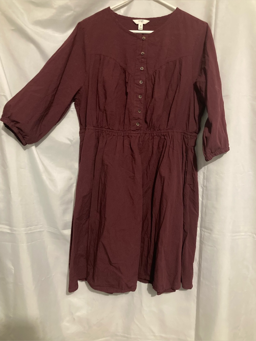 🖤4/$10 Women's Button-Front Burgundy Dress